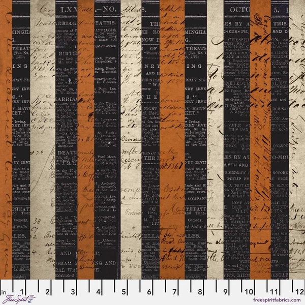 Haunted Stripe - Multi Frightful Tim Holtz Eclectic Elements - "canvas" 100% cotton - CCTH008.MULTI discontinued (by half yard increments)