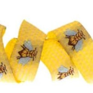 Sweet Honey Bee on Honeycomb by  renaissance ribbons SKU: LFNT-44 (5/8" x 1 yard)