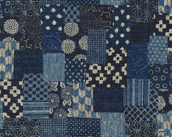 Indigo Blue Patchwork by Sevenberry: Nara Japanese Homespun floral by Robert Kaufman SB-88500D3-1 Denim 100% cotton