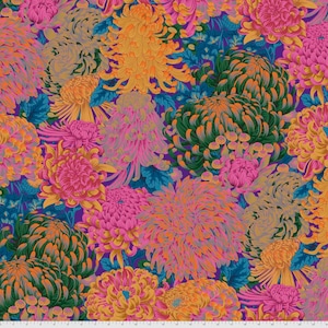 Hokusai&#39;s Mums - Hot || August 2021 Philip Jacobs for the Kaffe Fassett Collective 100% Quilters Cotton PWPJ107.hot discontinued