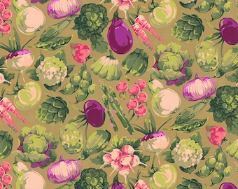 Garden Veggies - Gold- Garden Martha Negley - FreeSpirit - PWMN028.gold 100% Quilters Cotton