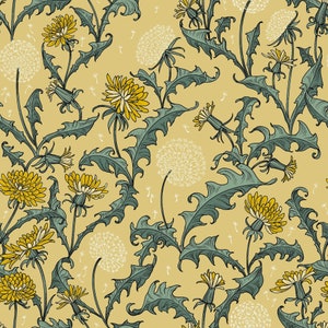 Small Dandelions - Yellow - Forest Floor Rachel Hauer- FreeSpirit - PWRH017.yellow - 100% Quilting cotton