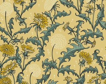 Small Dandelions - Yellow - Forest Floor Rachel Hauer- FreeSpirit - PWRH017.yellow - 100% Quilting cotton