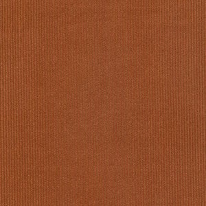 May include: A close-up of a brown corduroy fabric with a subtle texture. The fabric has a smooth, even surface and a rich, warm color.