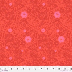 Lace Coral Red Love Always, AM Anna Maria FreeSpirit 100% Quilting Cotton - PWAH132.coral discontinued