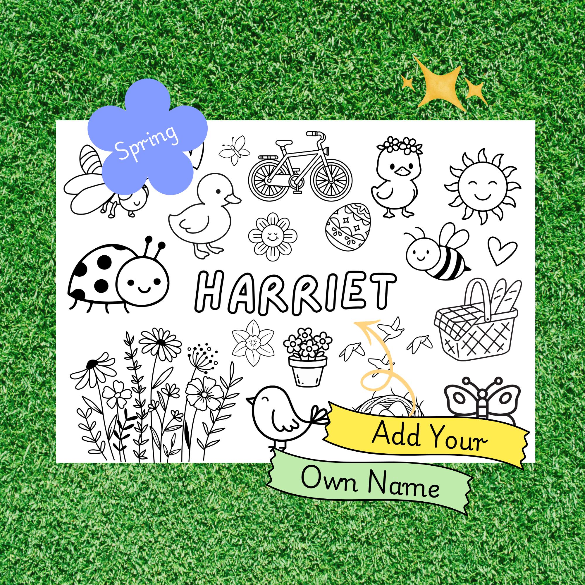 Spring Personalised Colouring in Sheet and Placemat | Digital Download ...
