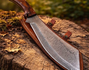 Nóż tasakowy Damascus Kukri – ostrze z pełnej stali wysokowęglowej Bushcraft Outdoor Camping