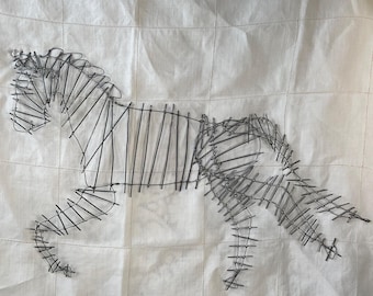 Hand-Crafted Brutalist Running Horse Wall Art | Metal Wire Sculpture, Mid Century Modern (19" x 12")