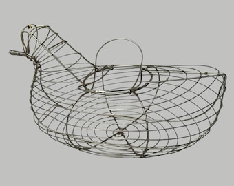 Cesta de huevos de alambre vintage con forma de gallina – Decoración de cocina rústica con forma de gallina (30,5 cm x 17,8 cm)