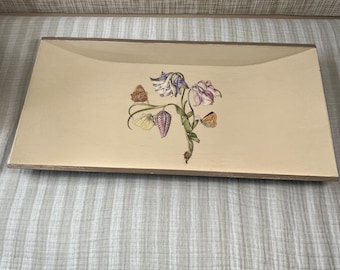 Upcycled IKEA Wooden Serving Tray, Hand-Painted Botanical Wildflower Decor, Cottagecore Decor Coffee Table Tray with Butterflies & Ladybug