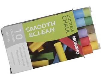 Dustless Chalkboard Chalk - Pack of 10 Sticks - Assorted Colours - Children Draw Chalks