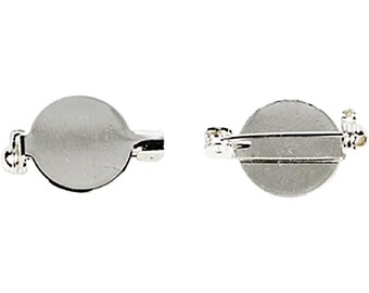 Brooch Back - Silver Plated - Wire Sew Glue - Round 20mm - Jewellery Jewlry Badge Decoration - Pack of 5