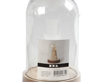 Medium Dome Bell Jar Display & Stand - Plastic Cover Light Decoration Christmas