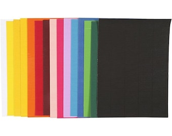Corrugated Craft Card - Fine Rib - 15 Assorted Colour Sheets - Craft Scrapbook Cards Construction