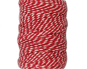 Retro Striped Parcel String - Red & White - Bakers Twine - Craft Decorate Gift Wrap