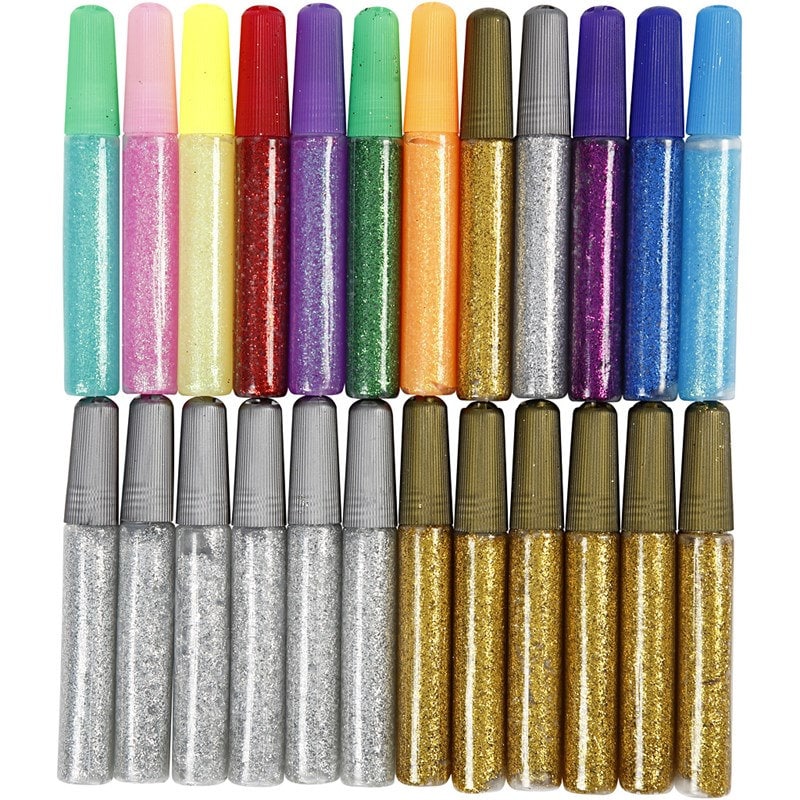 Glitter Glue Pens 12 colours 24 Tubes Kit Silver Gold Etsy