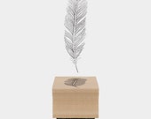 Tall Bird Feather Rubber Stamp - Vintage Style Print - Gift Tags Cards Presents East of India