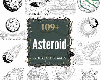 Asteroid Procreate Stempel | 109+ Illustrationen Pinsel & PNGs | Sofort Download