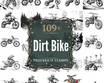 Dirt Bike Procreate Stamps | PNGs | 109+ Detailed Illustrations (Digital Download)