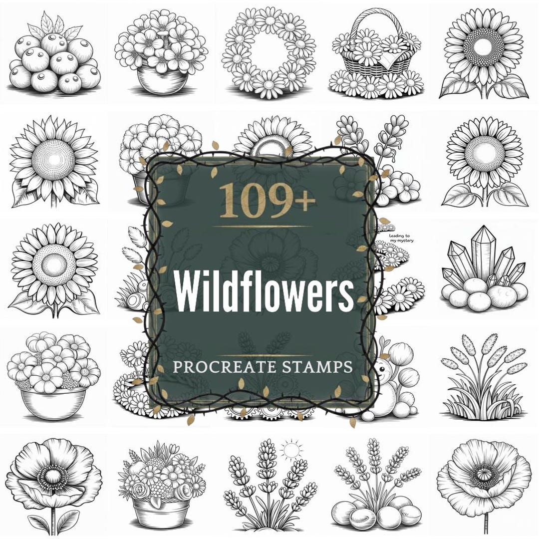 Wildflowers Procreate Stamps | 109+ Illustration Brushes & Pngs ...