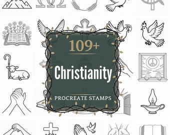 Christianity Procreate Stamps | 109+ Illustration Brushes & PNGs | Digital Download