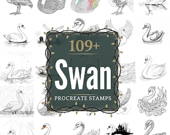 Swan Procreate Stamps | PNGs | 109+ Detailed Illustrations (Digital Download)