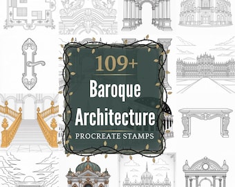 Barock Architektur Procreate Briefmarken | 109+ Illustrationen Pinsel & PNGs | Sofort Download