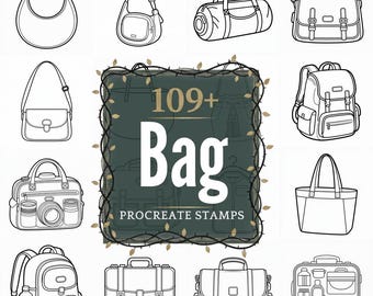 Tasche Procreate Briefmarken | 109+ Illustrationen Pinsel & PNGs | Sofort Download