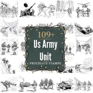 US Army Unit Procreate Stamps | PNGs | 109+ Detailed Illustrations (Digital Download)