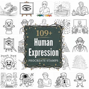Menschlicher Ausdruck Procreate Briefmarken | 109+ Illustration Pinsel & PNGs | Digitaler Download