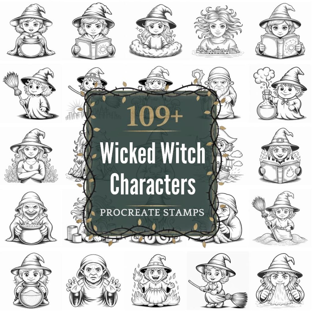 Wicked Witch Characters Procreate Stamps | 109+ Illustration Brushes ...