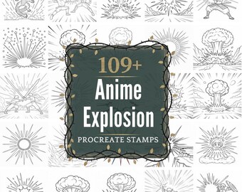 Anime Explosion Procreate Stamps | 109+ Illustration Brushes & PNGs | Digital Download