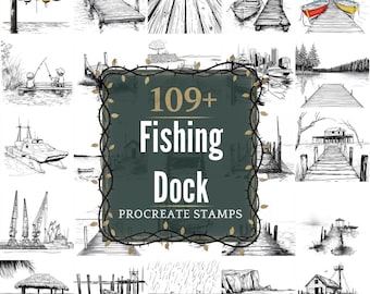 Fishing Dock Procreate Stamps | PNGs | 109+ Detailed Illustrations (Digital Download)