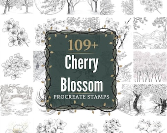 Cherry Blossom Procreate Stamps | PNGs | 109+ Detailed Illustrations (Digital Download)