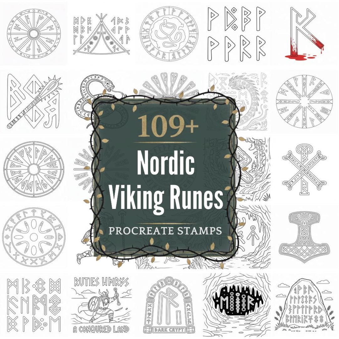 Nordic Viking Runes Procreate Stamps | 109+ Illustration Brushes & Pngs ...