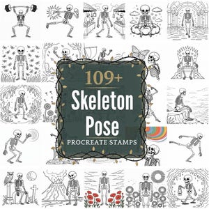 Skelett Pose Procreate Briefmarken | 109+ Illustration Pinsel & PNGs | Digitaler Download