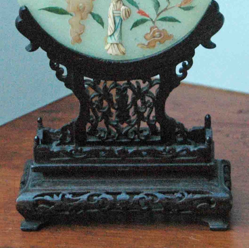 Antique CHINESE Carved JADE & Hard Stone TABLE Screen 19th Etsy