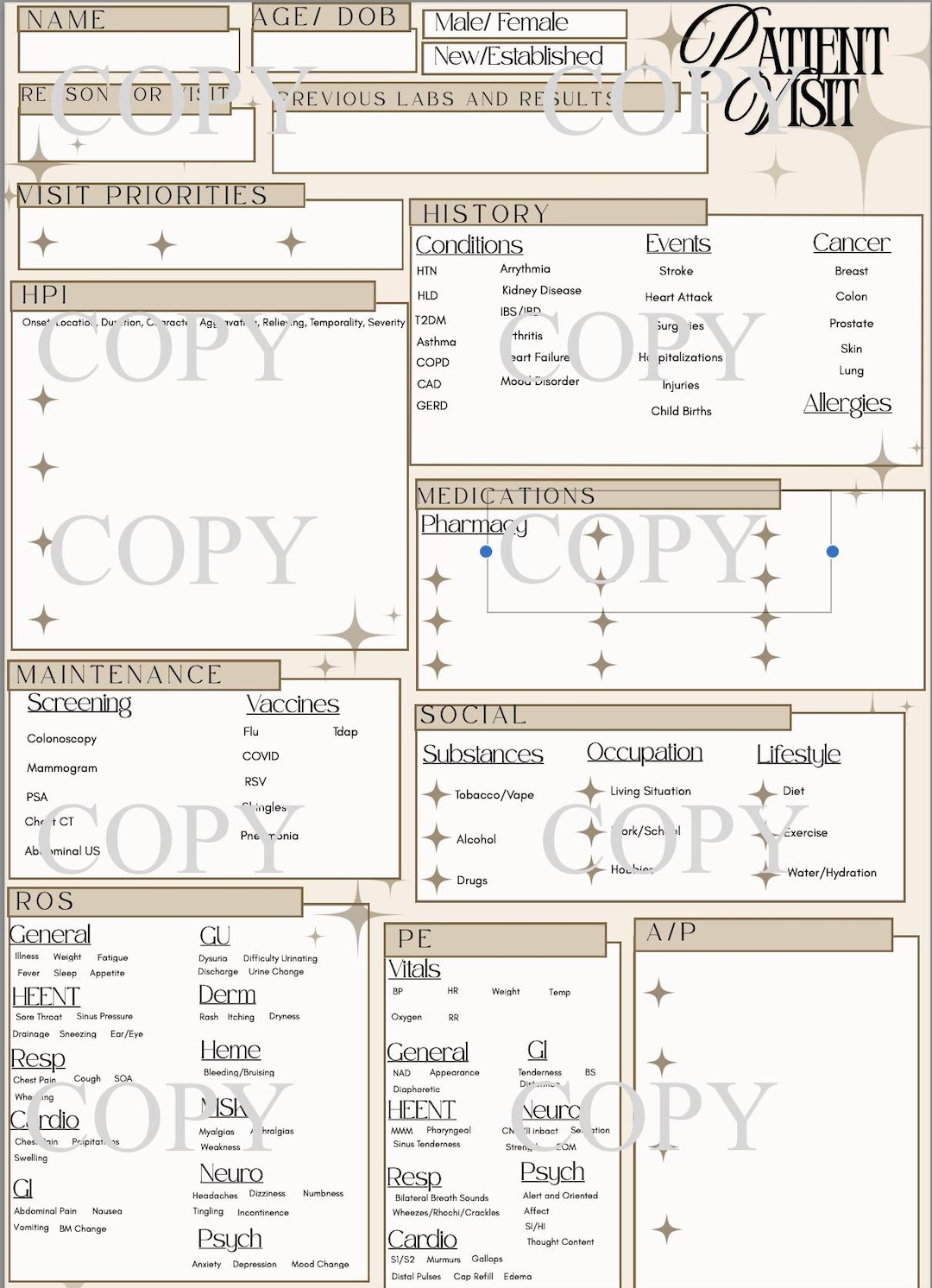 Primary Care Clinic Note Template - Etsy