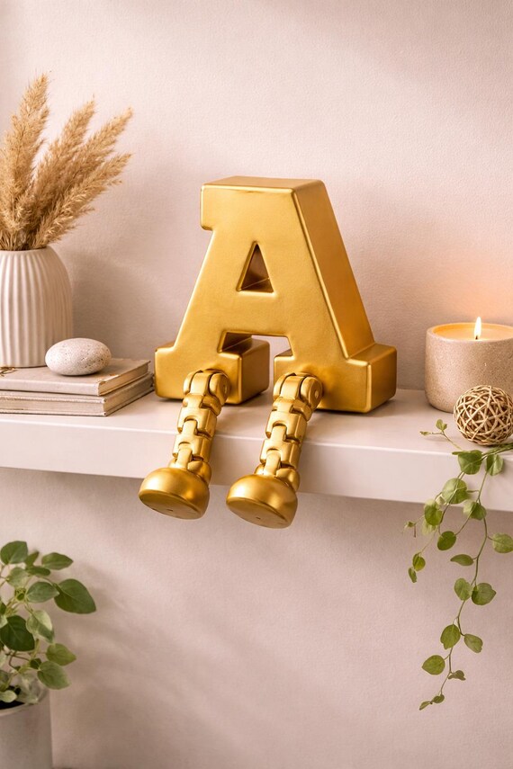 Custom Name Letters with articulated Legs | 3D Printed Alphabet Decor, Shelf Sitting Accent — photo 8 (ref 25EBBD6D)