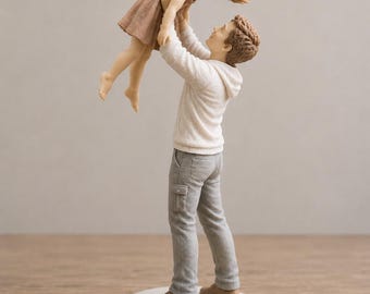 Personlig 3D-figur från foto, 4 färger, far och dotter.