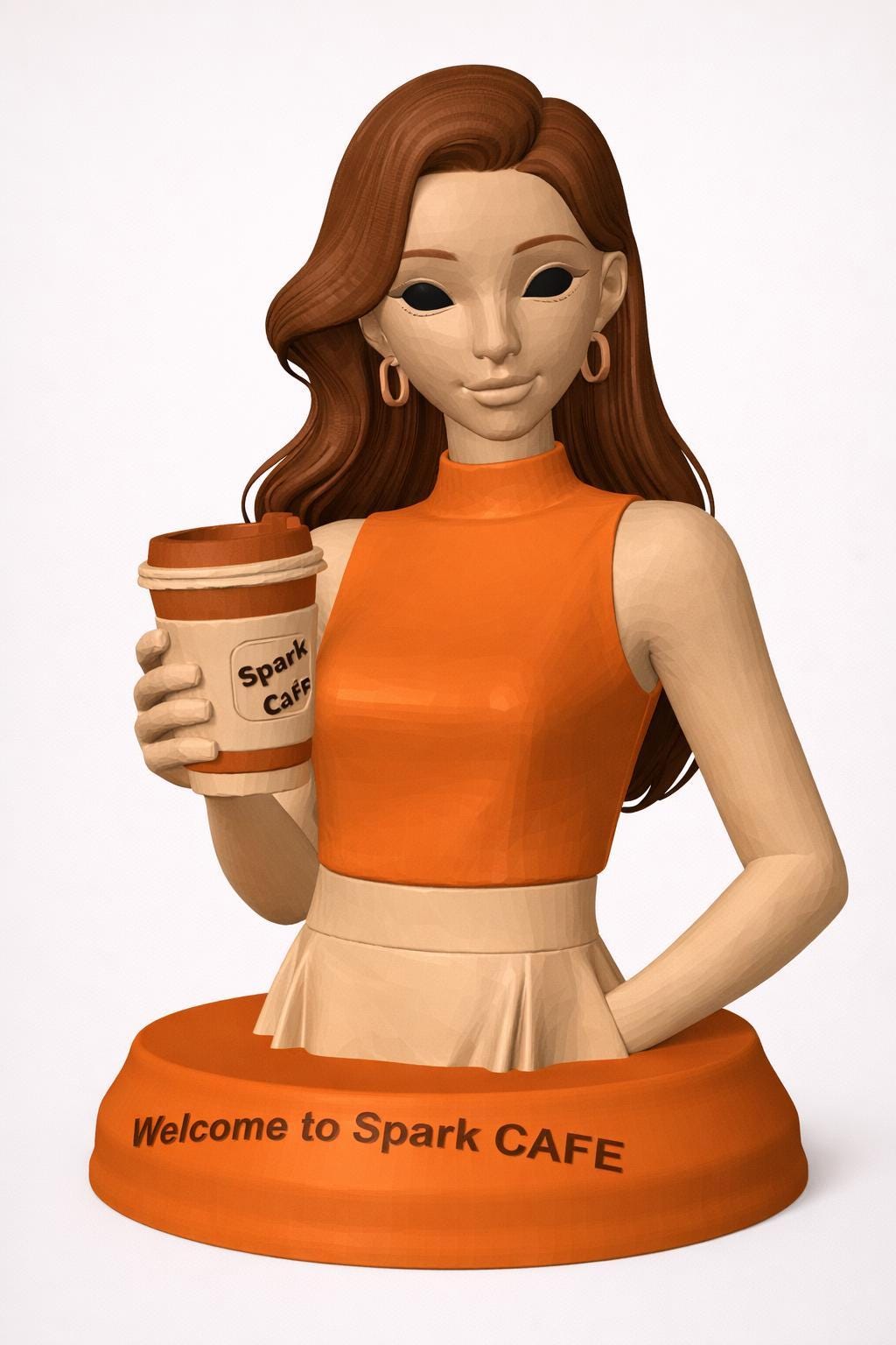 Realistic custom 3D printed statue used as café decor, an example of our FDM printing work