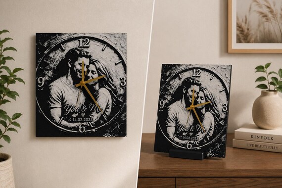 Personalized 3D Photo Clock | Custom Wall Desk Decor, 3D Printed Stand — photo 1 (ref FE7F1B10)