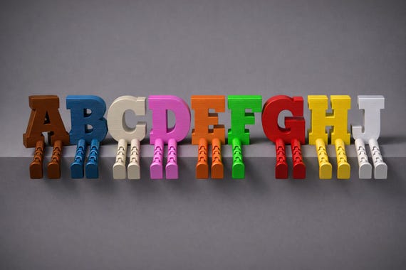 Custom Name Letters with Legs | Kids Room Decor Birthday Gift 3D Printed Alphabet — photo 4 (ref 2BB179C8)