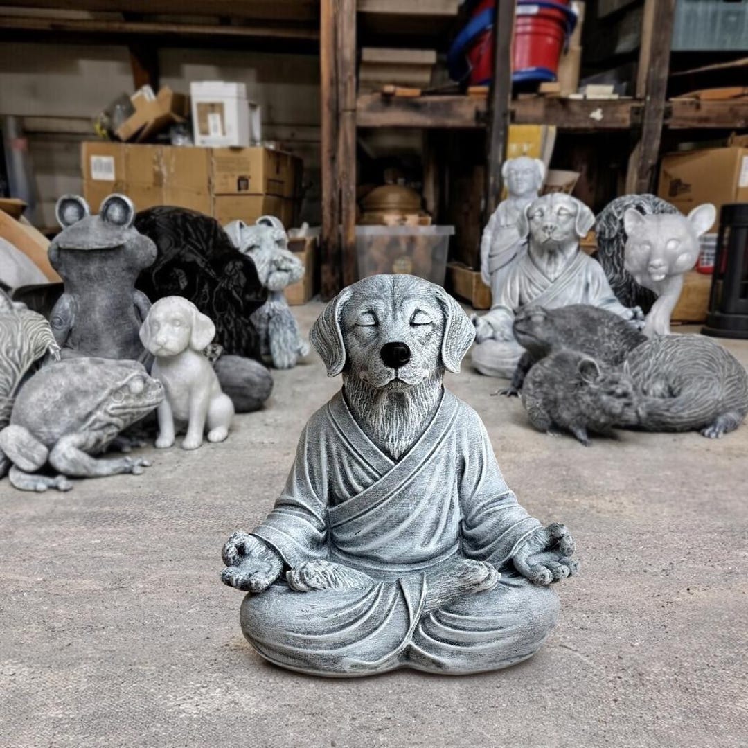 Zen Labrador Concrete Zen Dog Statue Sitting Labrador Meditation Sculpture Garden ...