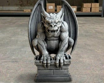 Garden Gargoyle Statue Gothic Realistic Concrete Sculpture Home Yard Outdoor  Stone Entry Decor Fantasy Garden Goblin Figurine Patio Gift