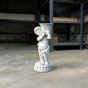 Concrete Putto Planter Garden Statue Cherub Flower Pot Classical Outdoor Decor Patio Urn Lawn Ornament Greek Style Yard Sculpture Gift Art
