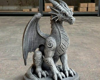 Concrete Dragon Garden Statue Fantasy Garden Ornament Stone Sculpture Dragon Figurine Yard Patio Garden Decor  Medieval Gift