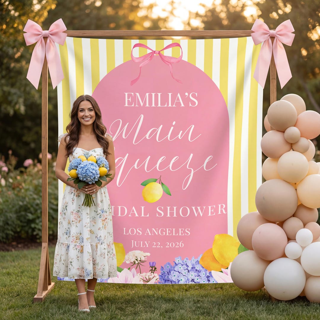Main Squeeze Bridal Shower Backdrop Personalized Lemon Citrus Custom ...