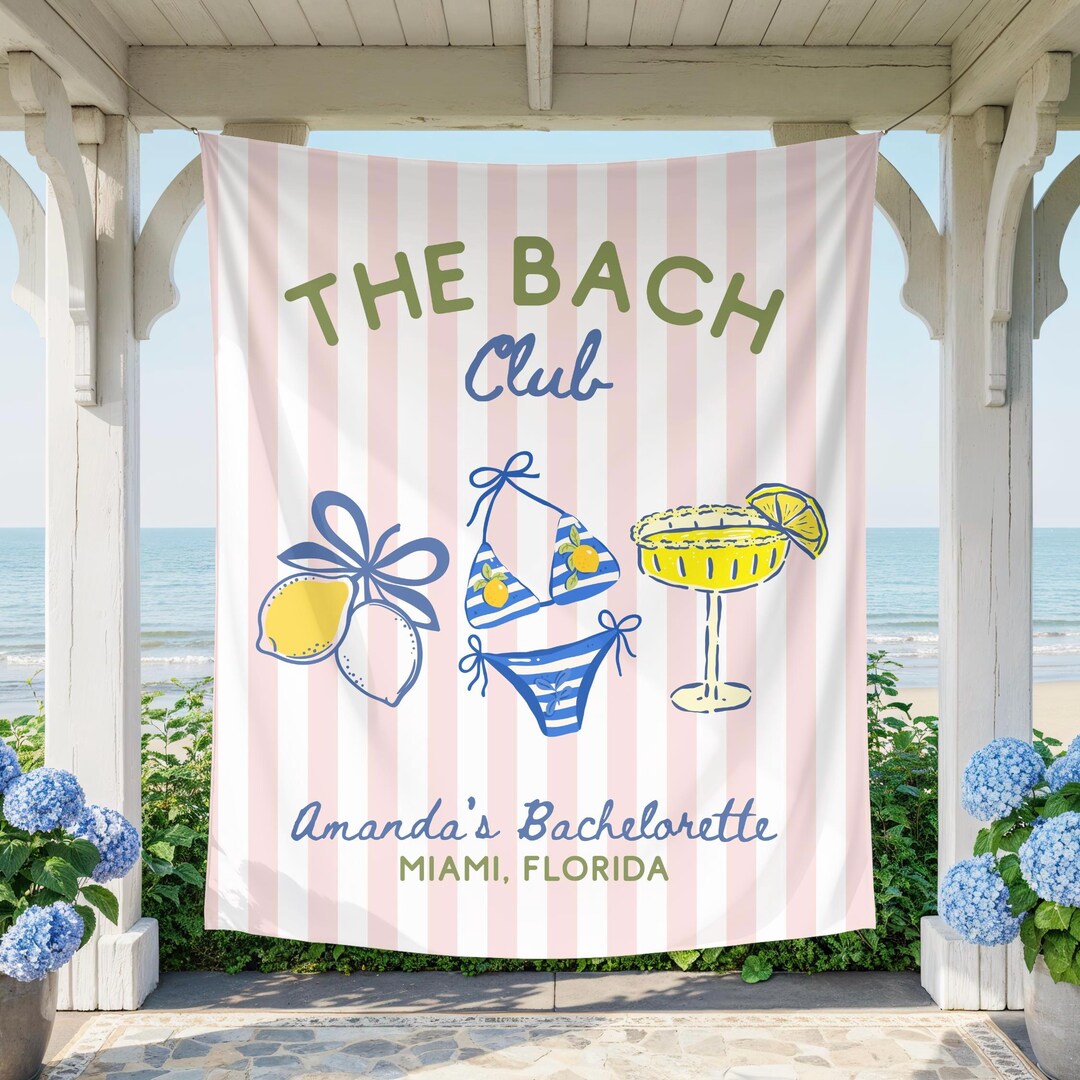 Personalized Bachelorette Backdrop Amalfi Coast Beach Club Theme Banner ...
