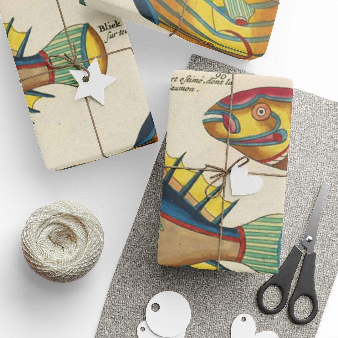 Vintage Goldfish Illustration Wrapping Paper | Botanical Aquarium Fish ...